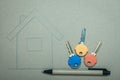 Hand drawn house and keys, real estate & building Royalty Free Stock Photo