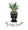 Hand drawn house plant in the ceramic pot with Buddha face. Scandinavian style vector Royalty Free Stock Photo