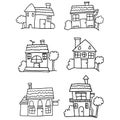 Hand drawn house vector set Royalty Free Stock Photo