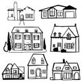 Hand drawn houses. Vector sketch  illustration Royalty Free Stock Photo