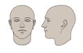 Hand Drawn Human Head in 2 Views Royalty Free Stock Photo