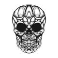 Hand Drawn Human Skull Made floral shapes. Design element for poster, t shirt.