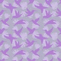 Hand drawn hummingbirds and leaves silhouette seamless pattern. Perfect for T-shirt, textile and print.