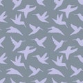 Hand drawn hummingbirds silhouette seamless pattern. Perfect for T-shirt, textile and print. Doodle illustration