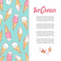 Hand drawn ice cream cones banner design Royalty Free Stock Photo