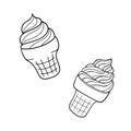 Hand-drawn ice-cream. Design sketch element for menu cafe, bistro, restaurant, label and packaging. Vector isolated illustration Royalty Free Stock Photo