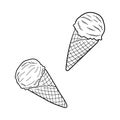 Hand-drawn ice-cream. Design sketch element for menu cafe, bistro, restaurant, label and packaging. Vector isolated illustration Royalty Free Stock Photo
