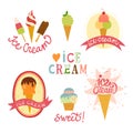 Hand drawn ice cream emblems set