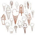 Hand-drawn ice cream set. Vector sketch illustration. Royalty Free Stock Photo