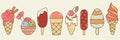 Retro set of different ice creams