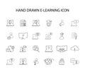 Hand drawn icon set. E-learning pack. Royalty Free Stock Photo