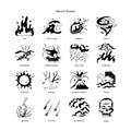 hand drawn icon set of natural disaster Royalty Free Stock Photo