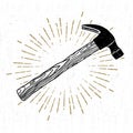 Hand drawn icon with a textured hammer vector illustration Royalty Free Stock Photo