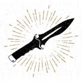 Hand drawn icon with a textured hunting knife vector illustration Royalty Free Stock Photo