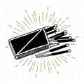 Hand drawn icon with a textured matchbox vector illustration