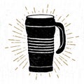 Hand drawn icon with a textured thermo cup vector illustration