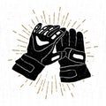Hand drawn icon with a textured working gloves vector illustration Royalty Free Stock Photo