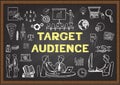 Hand drawn icons about Target audience on chalkboard Royalty Free Stock Photo