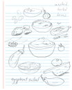 Cooking notes about eggplant salad and mashed beans