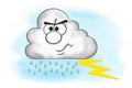 illustration of angry cartoon thunderstorm cloud