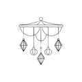 Hand-drawn illustration of an art deco ceiling lamp, isolated on white background Royalty Free Stock Photo