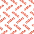 Hand drawn illustration of bacon pattern on white background. Royalty Free Stock Photo