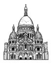 Hand drawn illustration of Basilica of the Sacred Heart in Paris (Basilique du Sacre Coeur de Montmartre Royalty Free Stock Photo