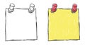 Hand drawn illustration of black - white and colored post-its. Royalty Free Stock Photo