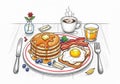 A hand-drawn illustration of a breakfast Royalty Free Stock Photo