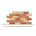 Hand drawn illustration of a brick wall with orange and yellow rectangular bricks vector graphic Royalty Free Stock Photo
