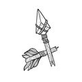 Hand drawn illustration of broken arrow traditional tattoo outline