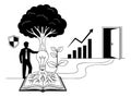 Hand drawn illustration of business development depicting ideas, knowledge, and growth for future success Royalty Free Stock Photo