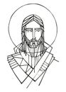 Hand drawn illustration of Christ\'s Face