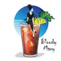 Hand drawn illustration of cocktail. Bloody Mary.