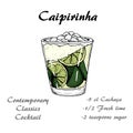 Hand drawn illustration of cocktail Caipirinha. Vector 2 Royalty Free Stock Photo