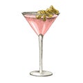 Hand drawn illustration of cocktail Cosmopolitan