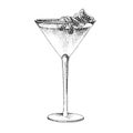 Hand drawn illustration of cocktail Cosmopolitan