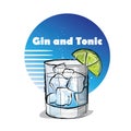 Hand drawn illustration of cocktail. Gin and Tonic.