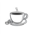 Hot Coffee Cup with Beans and Steam - Hand-Drawn Style Royalty Free Stock Photo