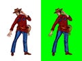 Hand drawn illustration of cowboy character, edit and isolate easily