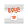 Hand drawn illustration of a cute falling in love white cat for t-shirt printing