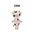 Cartoon a cute and funny cow .