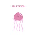 Cartoon a cute and funny jellyfish.