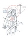 Virgin Mary Immaculate Heart illustratioon