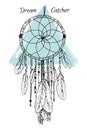 Hand drawn illustration - Dream catcher. Tribal design element.