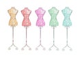 Hand drawn illustration - fashion mannequin - Rainbow colors Royalty Free Stock Photo