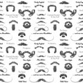 Vector seamless pattern with beards and mustaches