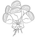 Hand drawn illustration of floral bouquet of roses