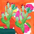 Hand drawn lieves and flowers. Abstract background. Royalty Free Stock Photo