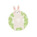 Hand drawn illustration of a funny rabbit in a floating ring with textured effect. Royalty Free Stock Photo